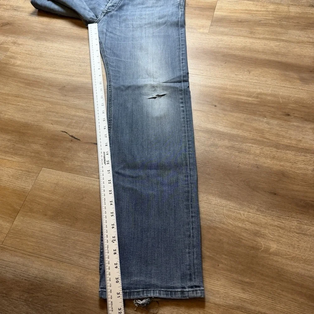 Diesel Waykee Jeans Men 33x32 Blue Straight Leg Distress Medium Wash Faded 0814W